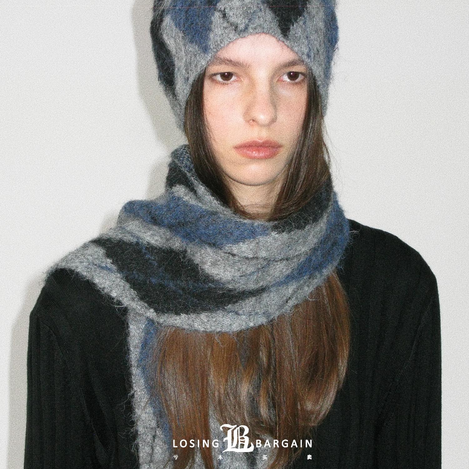 【Losing Bargain】菱格羊毛混纺毛线帽小众中性百搭针织冷帽男女