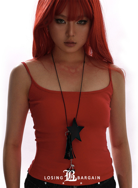 【Losing Bargain】原创百搭皮革星星麦穗甜酷樱桃长吊坠项链男女