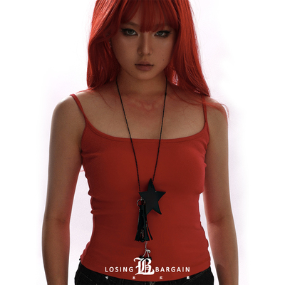 【Losing Bargain】原创百搭皮革星星麦穗甜酷樱桃长吊坠项链男女