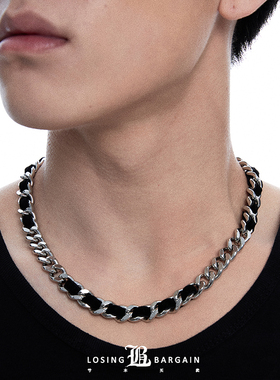 【Losing Bargain】原创百搭翻毛编织设计钛钢古巴链男女同款
