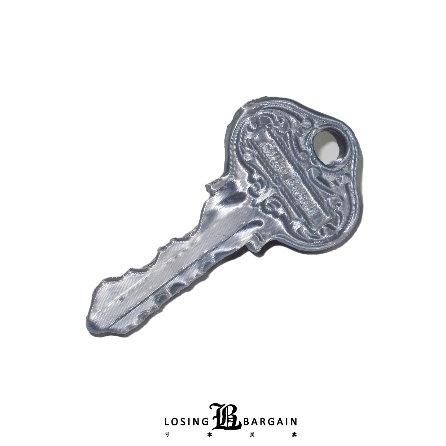 【Losing Bargain】愿茶复古巴洛克做旧肌理3D打印丝绸银钥匙发夹图片