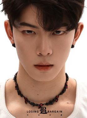 【Losing Bargain】原创设计暗夜黑玫瑰项链小众复古重工颈链男女