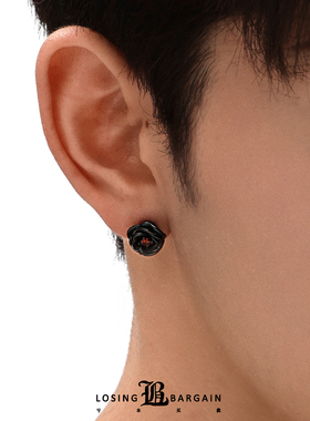 【Losing Bargain】原创设计暗夜黑玫瑰耳钉复古轻奢小众设计耳钉