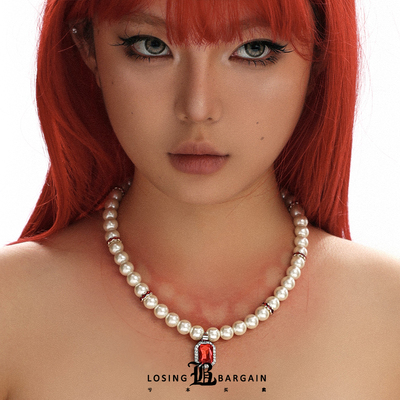 【Losing Bargain】原创方宝石珍珠爆闪锆石百搭小众叠戴项链男女