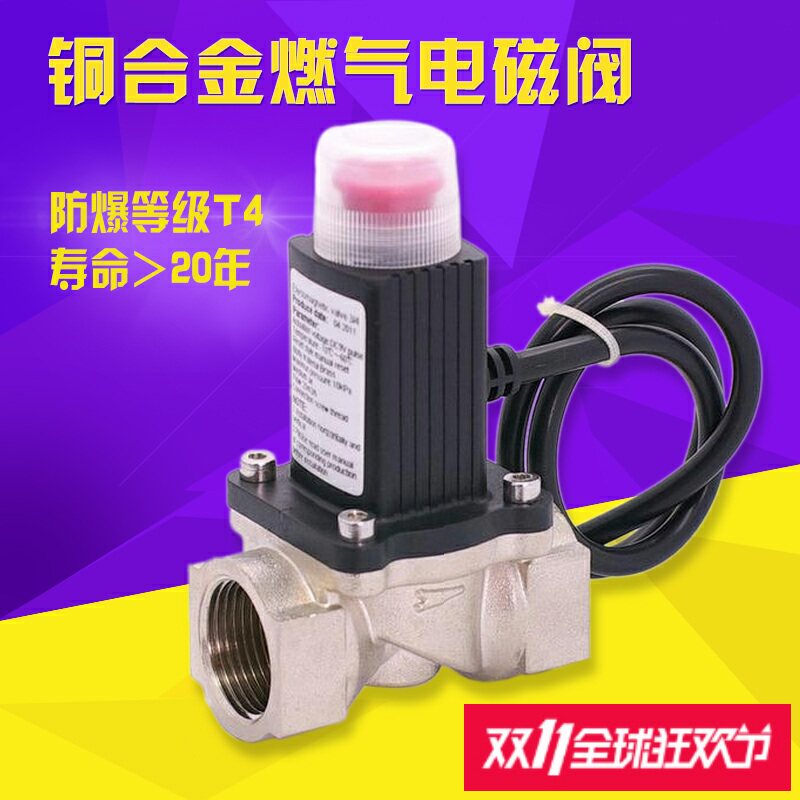 燃气报警器电磁阀紧急切断阀开关 DN15 DN20 DN25 一寸铜合金气阀