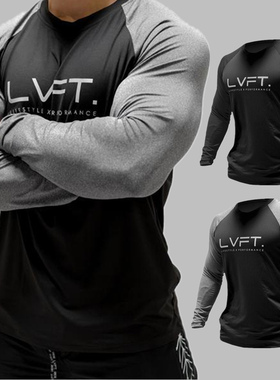 新款健身衣男运动紧身衣长袖肌肉T恤撸铁圆领透气速干弹力大码潮