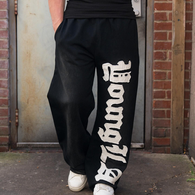 YOUNGLA宽松长裤男运动健身美式潮牌透气训练深蹲撸铁直筒阔腿裤