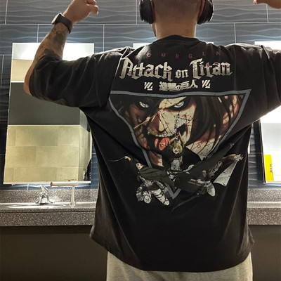 YOUNGLA运动宽松短袖男T恤美式潮牌健身肌肉撸铁狗兄弟透气仿水洗