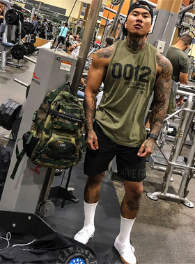 新款运动背心男坎肩T恤健身肌肉撸铁狗美式兄弟弹力纯棉无袖大码