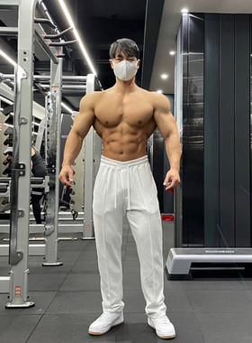 新款运动裤男长裤健身宽松直筒裤高街美式潮牌肌肉训练撸铁狗卫裤