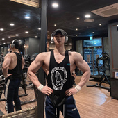 T恤弹力棉宽松撸铁肌肉潮牌大码 健身国际运动背心男无袖 上衣汗衫