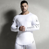 薄大码 肌肉弹力透气速干美式 T恤打底衫 运动卫衣男健身紧身衣长袖