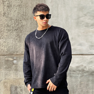 运动长袖男T恤圆领美式潮牌休闲健身肌肉撸铁狗宽松跑步训练春秋