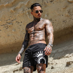 男短裤 潮牌大码 中裤 跑步撸铁弹力深蹲健身肌肉型美式 五分裤 运动裤