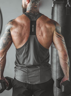 运动健身衣男背心工字型坎肩无袖器械训练跑步紧身速干弹力大码潮