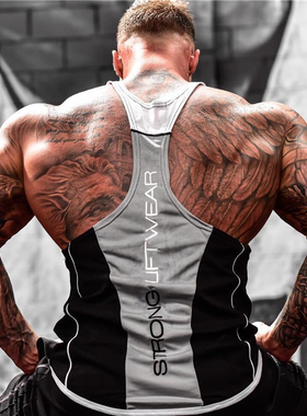 新款运动背心男紧身衣健身国际速干衣肌肉撸铁美式弹力无袖大码潮
