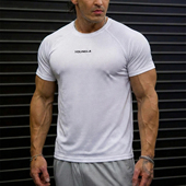 潮牌速干透气弹力圆领跑步健身肌肉 男T恤美式 YOUNGLA 运动短袖