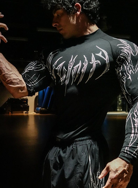 小高领运动长袖男T恤美式潮牌健身肌肉训练速弹力Breathedivinity