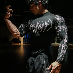 小高领运动长袖男T恤美式潮牌健身肌肉训练速弹力Breathedivinity
