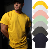 潮大码 欧美风肌肉撸铁狗美式 男T恤宽松健身国际纯色韩版 运动短袖