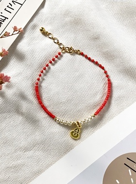 显白红琉璃简约小众日常手链串珠百搭2026年新款高级感轻奢配饰