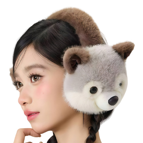 大灰狼哈士奇狗毛绒冬季保暖耳罩