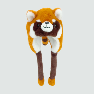 小熊猫浣熊保暖帽子护耳防风女生孩可爱耳朵会动儿童毛绒冬季加厚