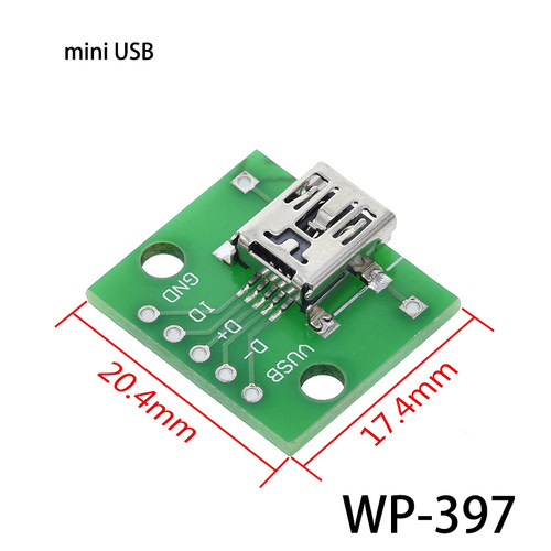 迷你MINI USB 5PIN带板母座V3接口转接板DIP改装板梯形口尾插