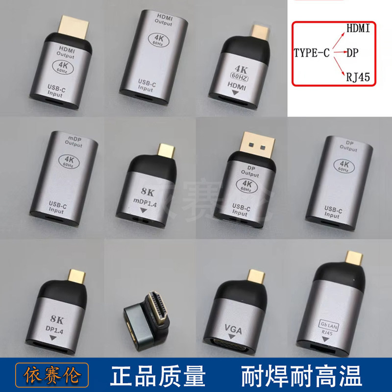 TypeC转HDMI/VGA/DP/MiniDP/MDP/RJ45高清线母4K转换器视频转接头图片