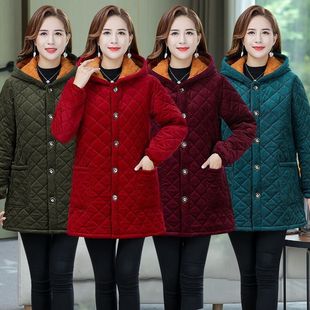 四川省省服棉衣女冬中长款 保暖外套棉服 加绒围裙加厚罩衣妈妈大码