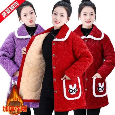 四川省服加绒加厚女装罩衣外套冬季新款夹棉保暖工作服中长款棉衣