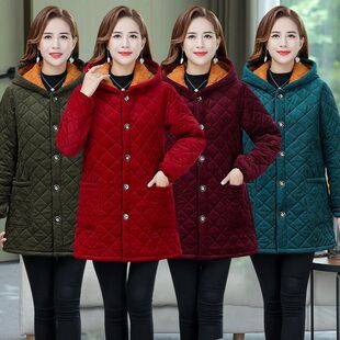 四川省省服棉衣女冬中长款 保暖外套棉服 加绒围裙加厚罩衣妈妈大码