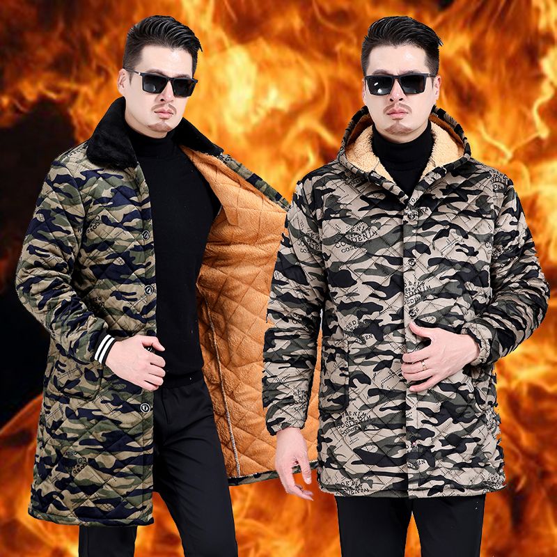 四川省服外套耐脏防污保暖工作服中长款男棉服加绒加厚男冬季罩衣