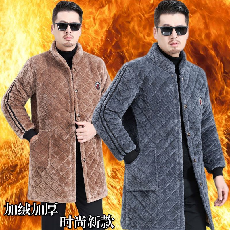 四川省服加绒加厚罩衣男士冬季棉服宽松中长款保暖工作服棉衣外套