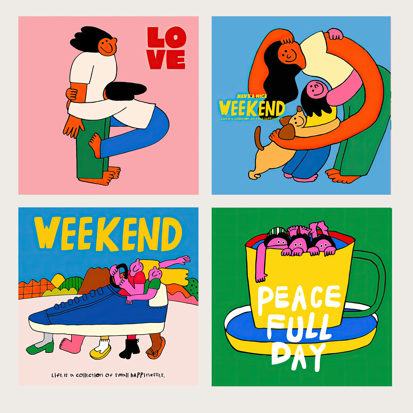 多巴胺抽象人物高清艺术海报卡通儿童房装饰画可替换画芯不含边框