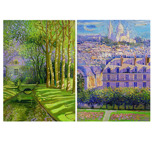 多巴胺法式独特光影风景油画装饰画单独画芯未装裱不含框海报贴画