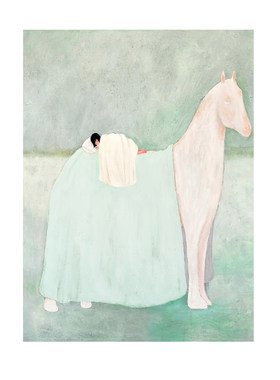奶油风梦境高清艺术海报白马女孩未装裱装饰画挂画可替换挂画画芯