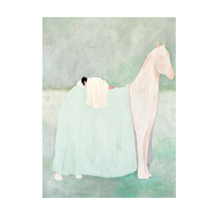 奶油风梦境高清艺术海报白马女孩未装裱装饰画挂画可替换挂画画芯