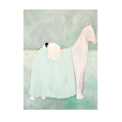 奶油风梦境高清艺术海报白马女孩未装裱装饰画挂画可替换挂画画芯