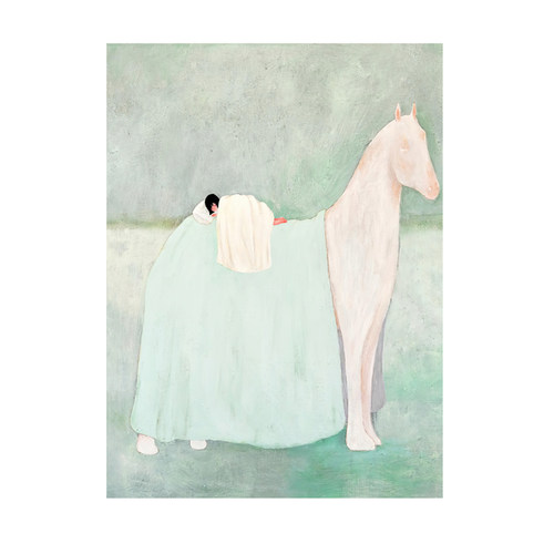 奶油风梦境高清艺术海报白马女孩未装裱装饰画挂画可替换挂画画芯