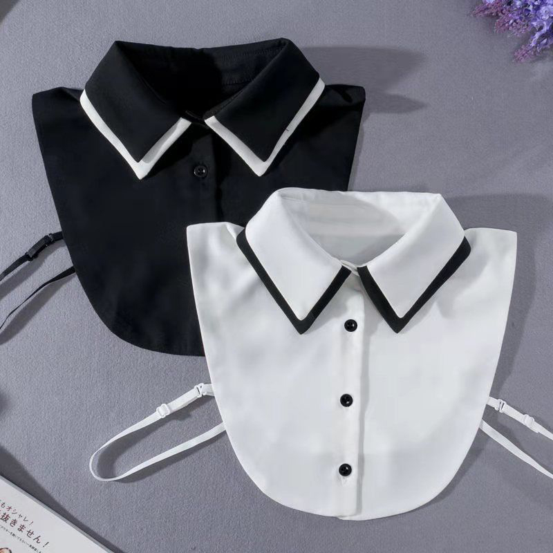 韩版黑白百搭假衣领子女