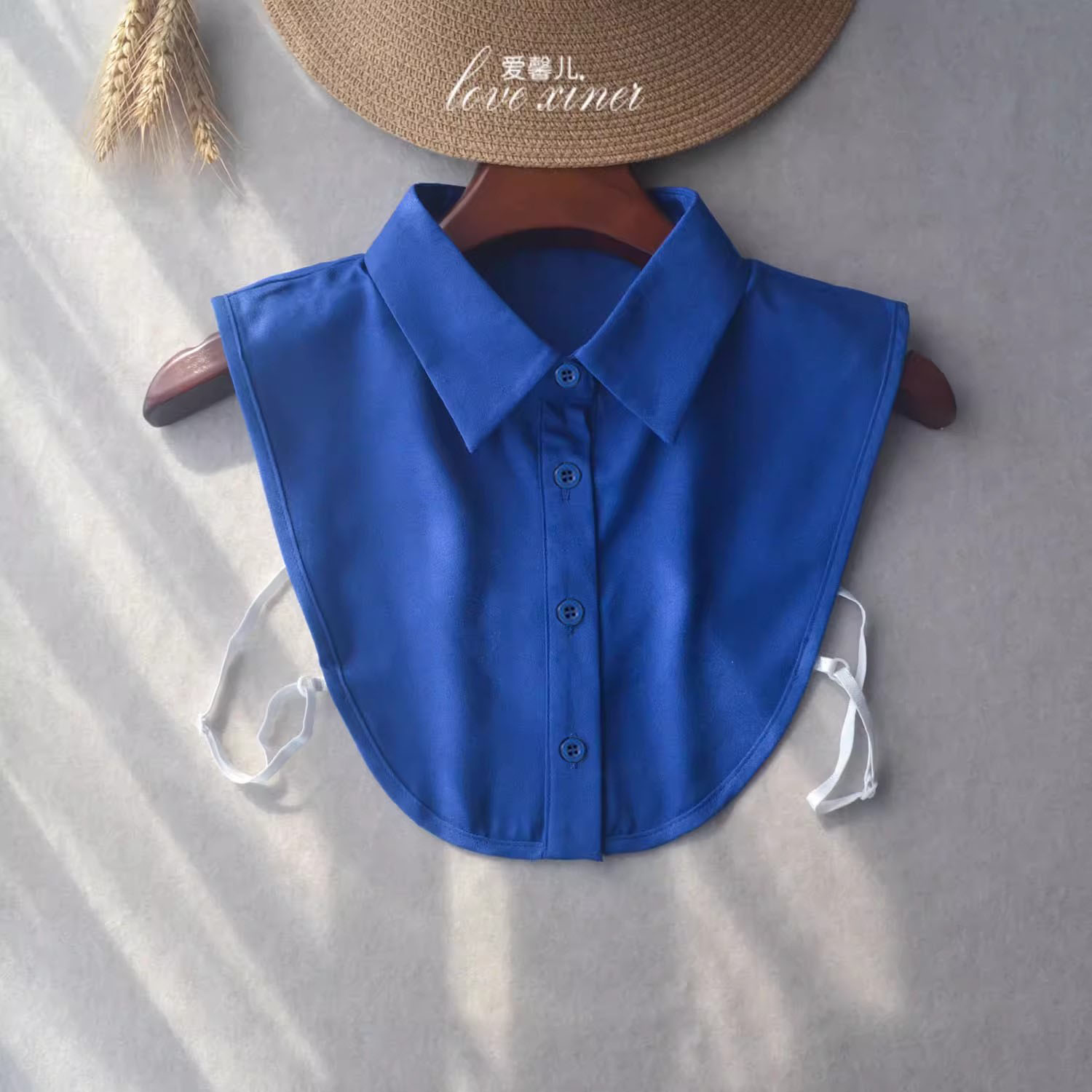 假领子女百搭克莱因蓝尖领