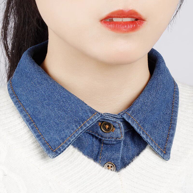 假领子女百搭牛仔流行尖领韩版潮流搭配毛衣衬衫男女潮搭假衣领