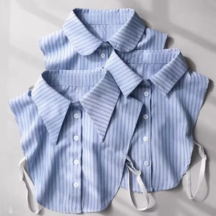 装 假衬衫 饰领女 饰领2025年春秋新品 蓝色条纹尖角假领子小众设计装
