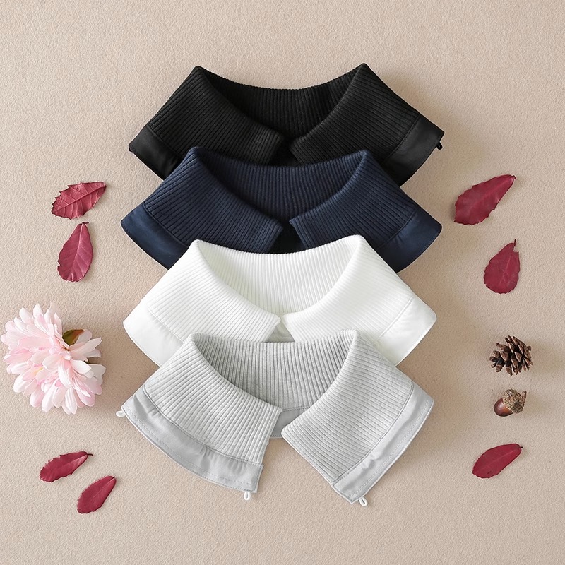 假领子冬通用羽绒服棉衣纯棉针织螺纹套头护领外套可拆洗防脏包领