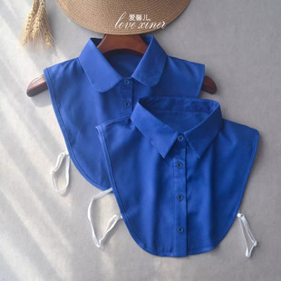 装 职业装 饰假衣领 衣领休闲工装 假领子女百搭克莱因蓝大尖领假衬衫