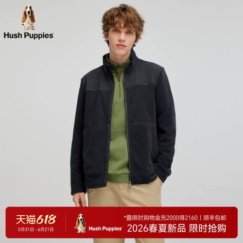 暇步士拼接摇粒绒立领卫衣外套