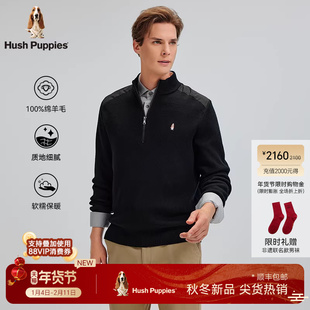 【绵羊毛】暇步士男装冬季拼接休闲保暖线衣外套半高领套头针织衫