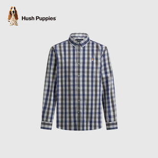 弹力不易皱 衬衫 暇步士男装 休闲通勤格纹莱赛尔长袖 男 春季