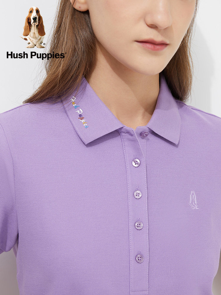 HUSH PUPPIES 여름 여성 티셔츠 순면 통기성 단순 캐주얼 스포츠 반팔 폴로 셔츠